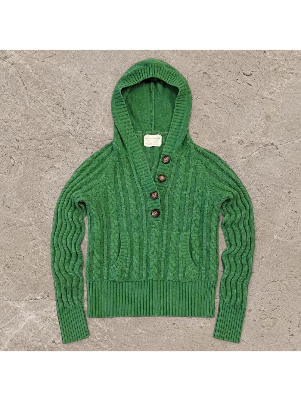 Beautiful vintage Aeropostale green cable knit hoodie